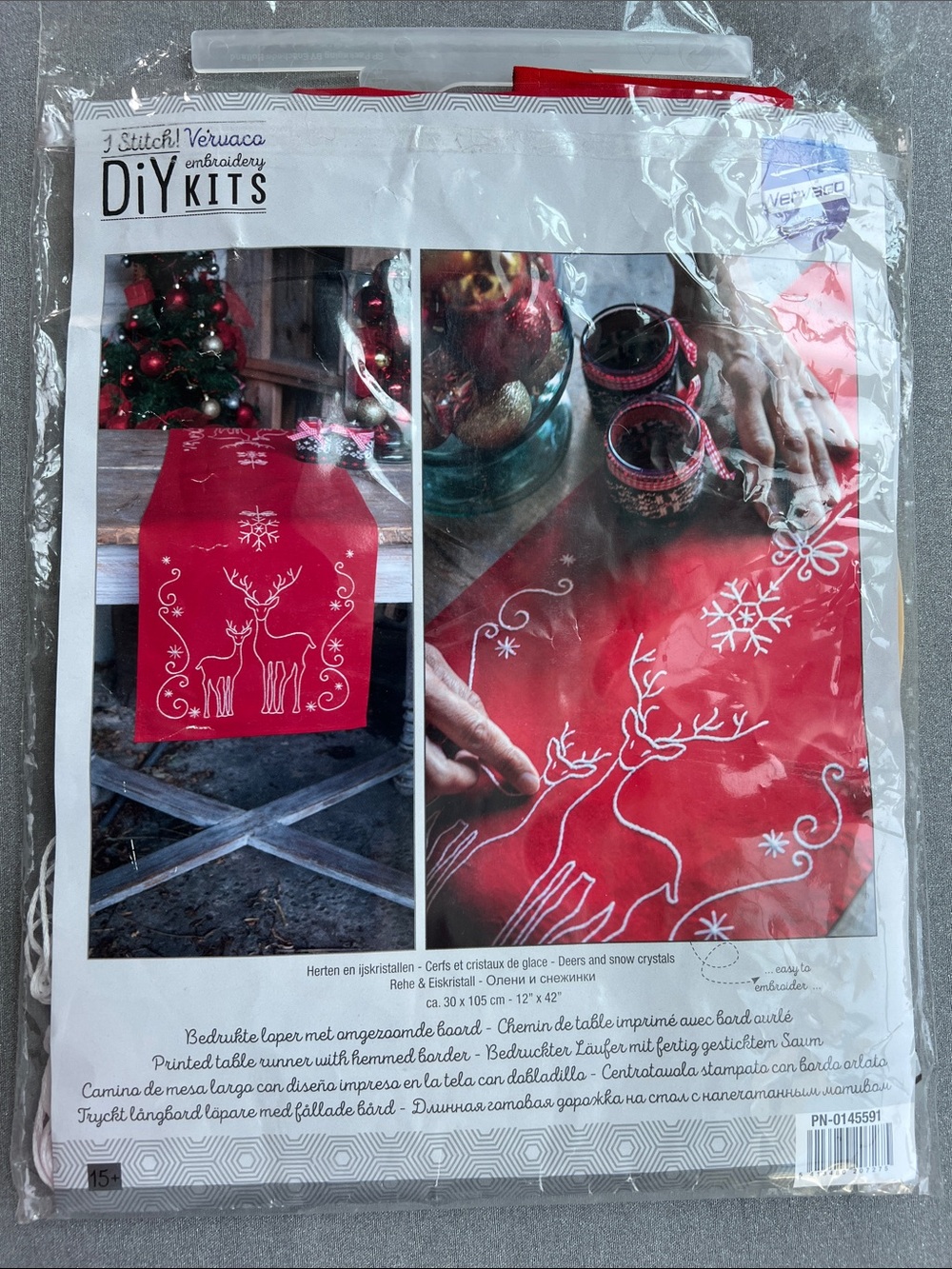 DIY Kits Home Art Red Reindeer Table Runner by Vervaco 12" x 42"